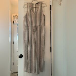 Drew Anthropologie Medium Sleeveless Striped Linen Blend Jumper Coastal Vacation